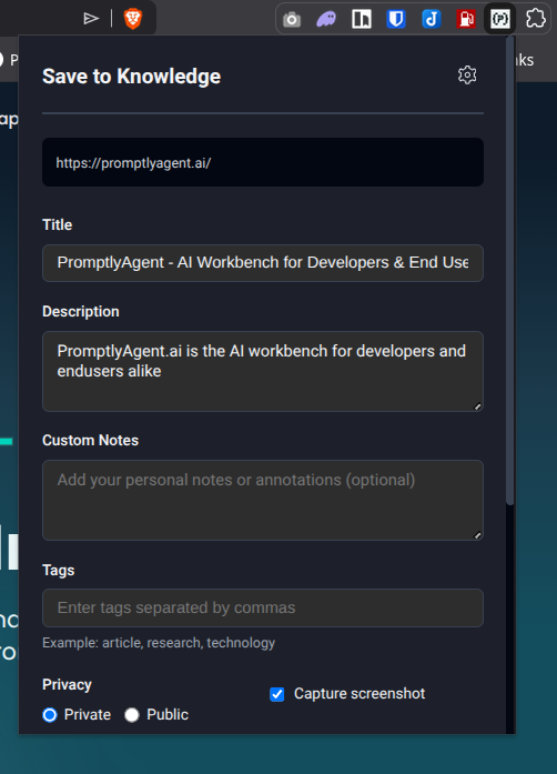 PromptlyAgent Knowledge Clipper - Screenshot 1