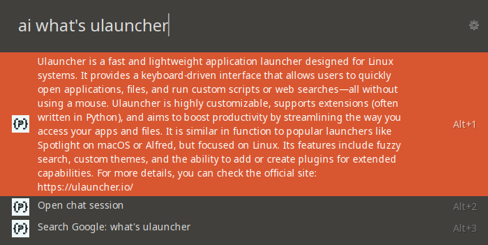 PromptlyAgent Ulauncher Extension - Screenshot 1